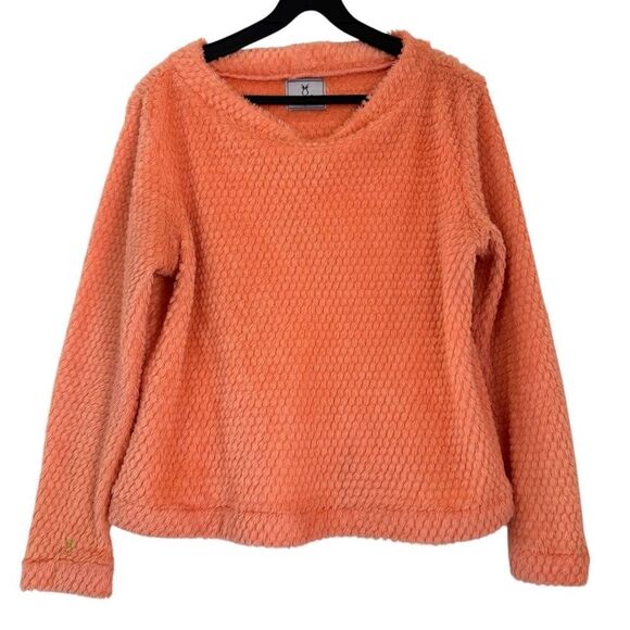 Dudley Stephens Sherbet Brighton Bubble Fleece Boat Neck Top Size Large - Picture 2 of 4